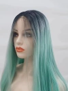 Cross-border European and American wig for women's summer, creative and fashionable gradient long straight hair, mid-parted high-temperature silk synthetic fiber front lace wig Specification image